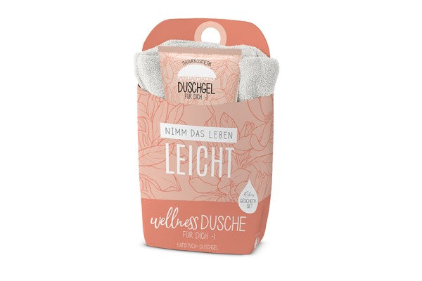 Duschgel mit Handtuch "Nimm das Leben Leicht"