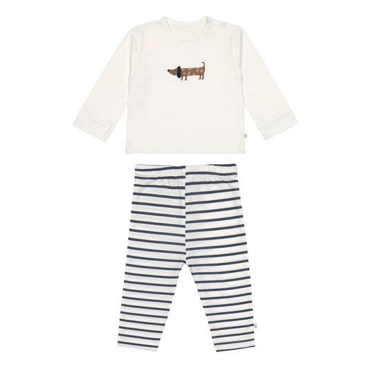 Pigiama lungo per bambini - cotone biologico, cane blu latte casual