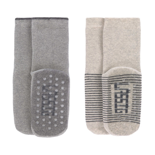 Calzini antiscivolo per bambini (set da 2), grigio beige casual