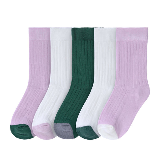 Set di 5 calzini per bambini - Little Gang, viola bianco verde casual