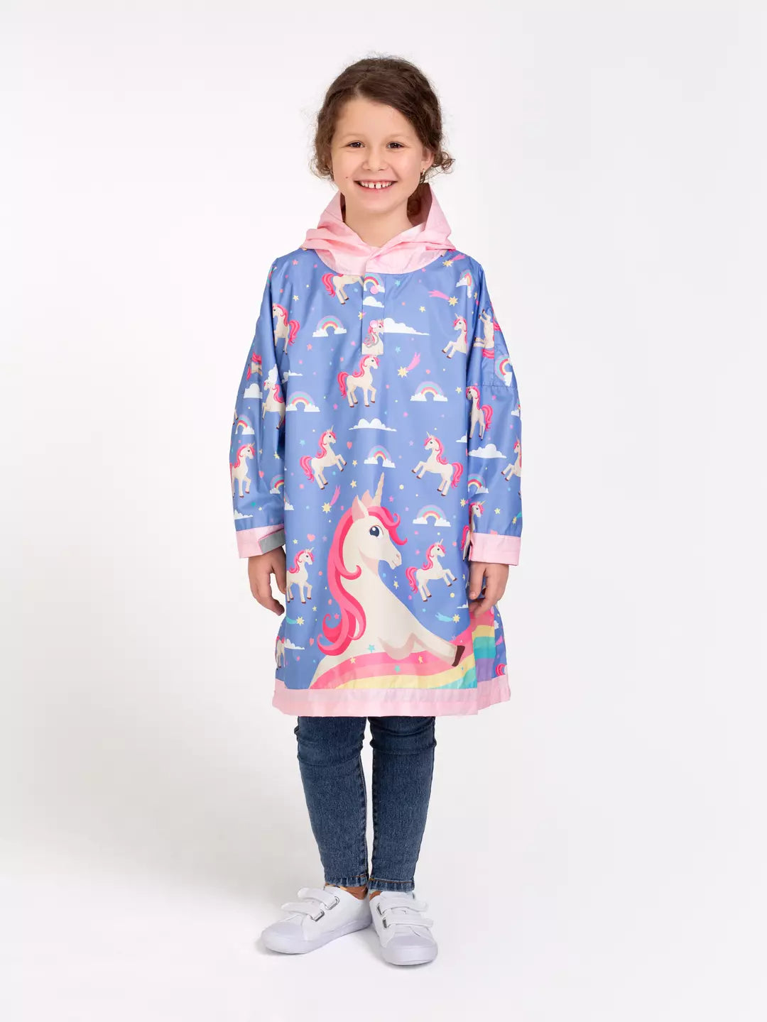 Poncho antipioggia per bambini con un unicorno del buon umore