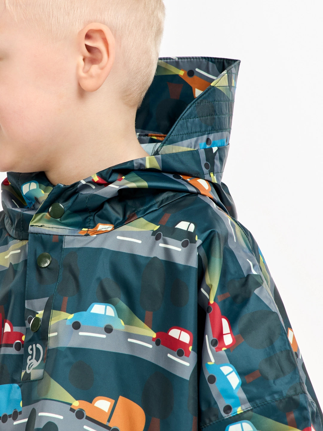 Poncho antipioggia per bambini, macchina del buon umore di notte