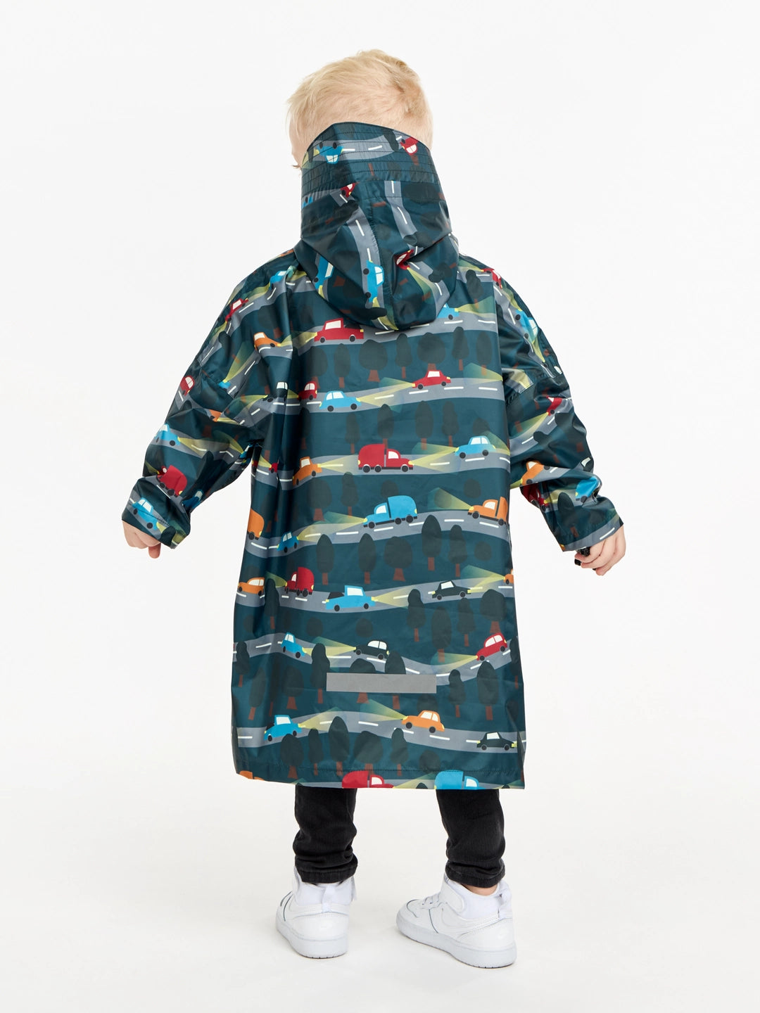 Poncho antipioggia per bambini, macchina del buon umore di notte