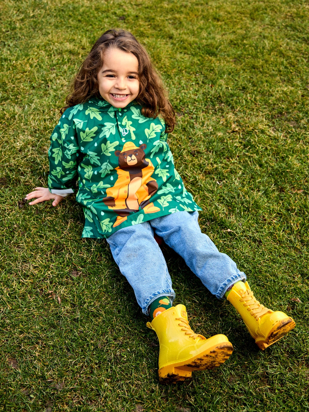 Poncho antipioggia per bambini con orsetto del buon umore e impermeabile
