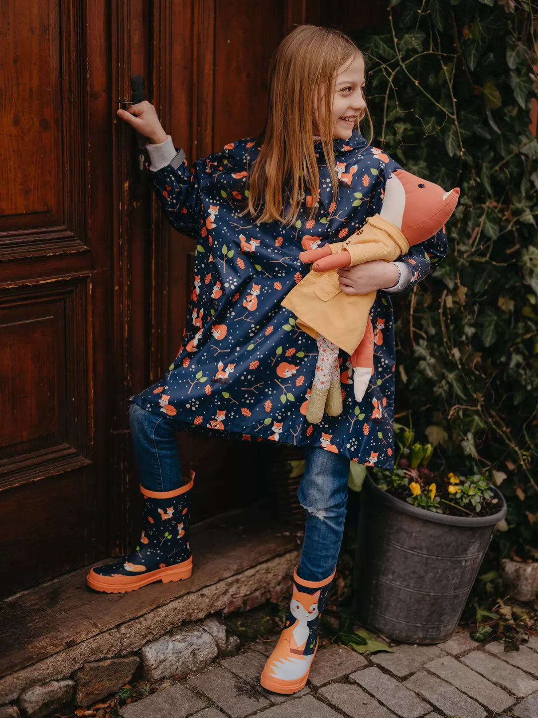 Poncho antipioggia per bambini volpe del buon umore