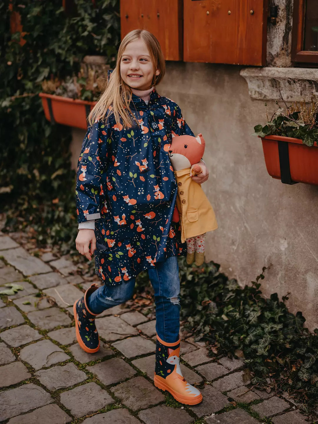 Poncho antipioggia per bambini volpe del buon umore