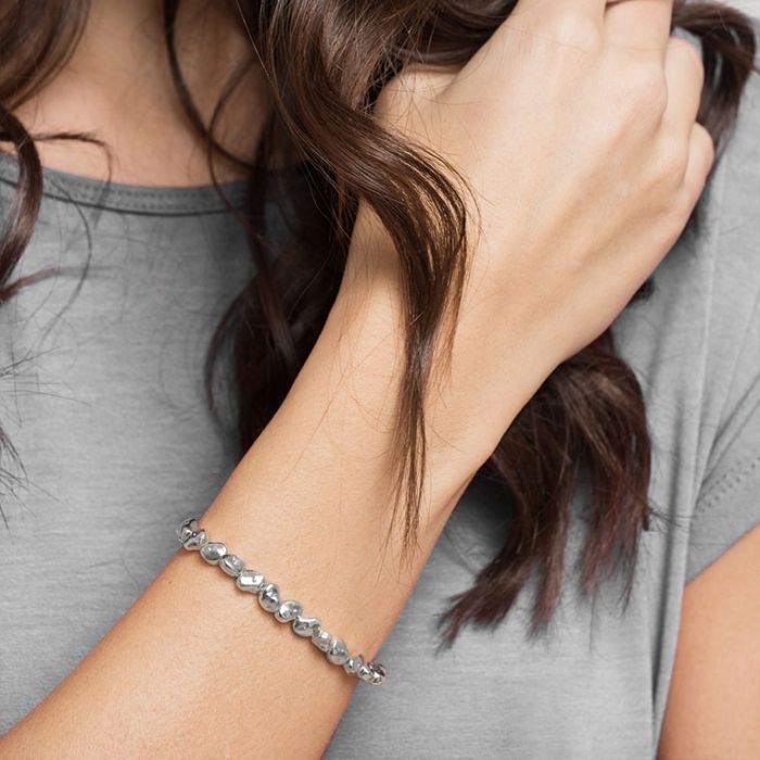 BRACCIALE IN PIETRA BRACCIALE ELASTICO IN ARGENTO Vesto Pazzo