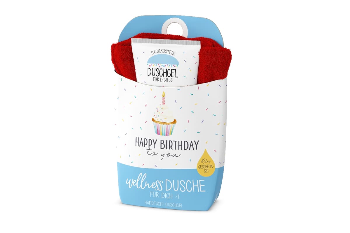 Duschgel mit Handtuch - Happy Birthday to you