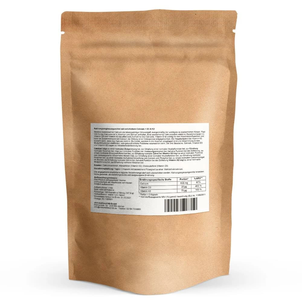 Calcium + D3 & K2 Kapseln Vitalundfitmit100