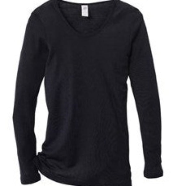 Unterhemd Damen Langarm Wolle/Seide "Engel Natur"*-Unterhemd-Schwarz-34/36-Rebellion-Brixen
