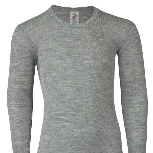 Unterhemd Lang Arm Kinder "Engel Natur"*-140-Hellgrau Melange-Rebellion-Brixen