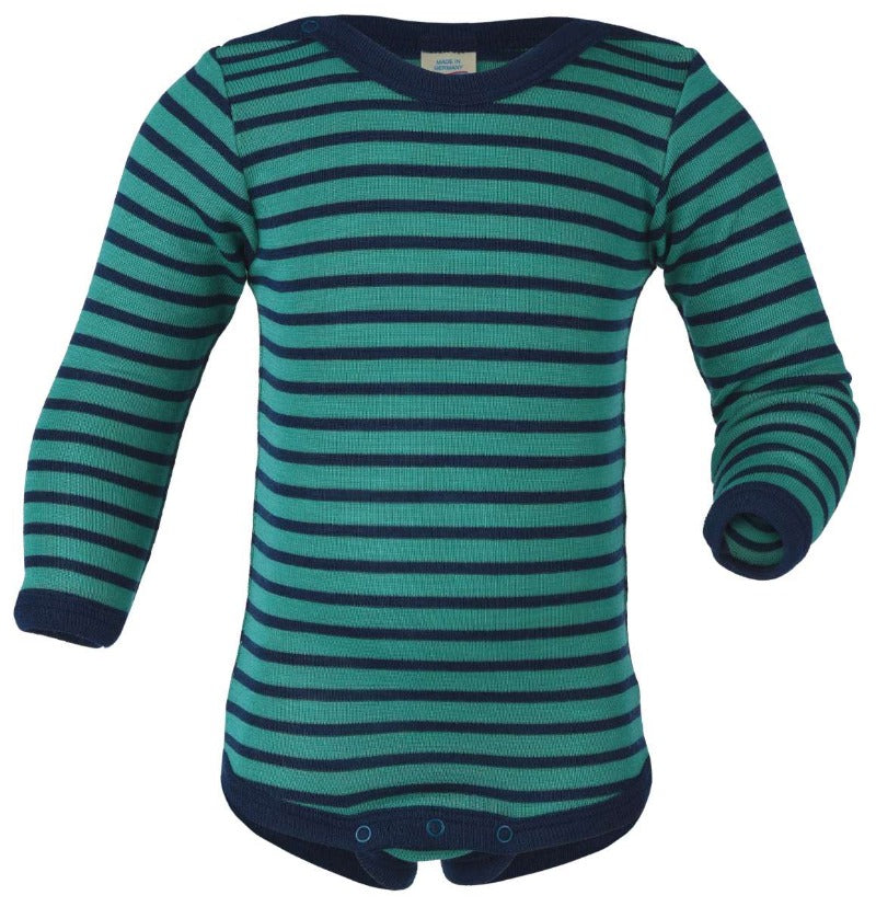 Engel Natur Body Langarm Wolle-Seide-Baby Body-Eisvogel/Marine-50/56-Rebellion-Brixen