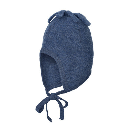 Mütze Wollfleece "Engel/Natur"*-Baby-Mütze-Mütze Blau Melange-74/80-Rebellion-Brixen