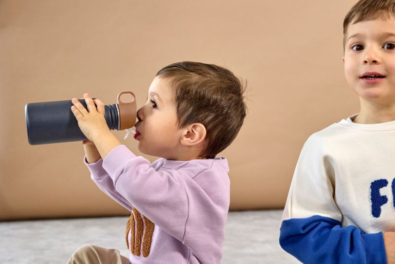 Trinkflasche Kinder Edelstahl Smile Blau LÄSSIG