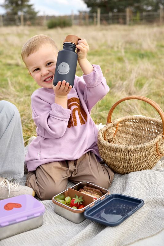 Trinkflasche Kinder Edelstahl Smile Blau LÄSSIG