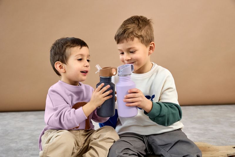 Trinkflasche Kinder Edelstahl Smile Blau LÄSSIG