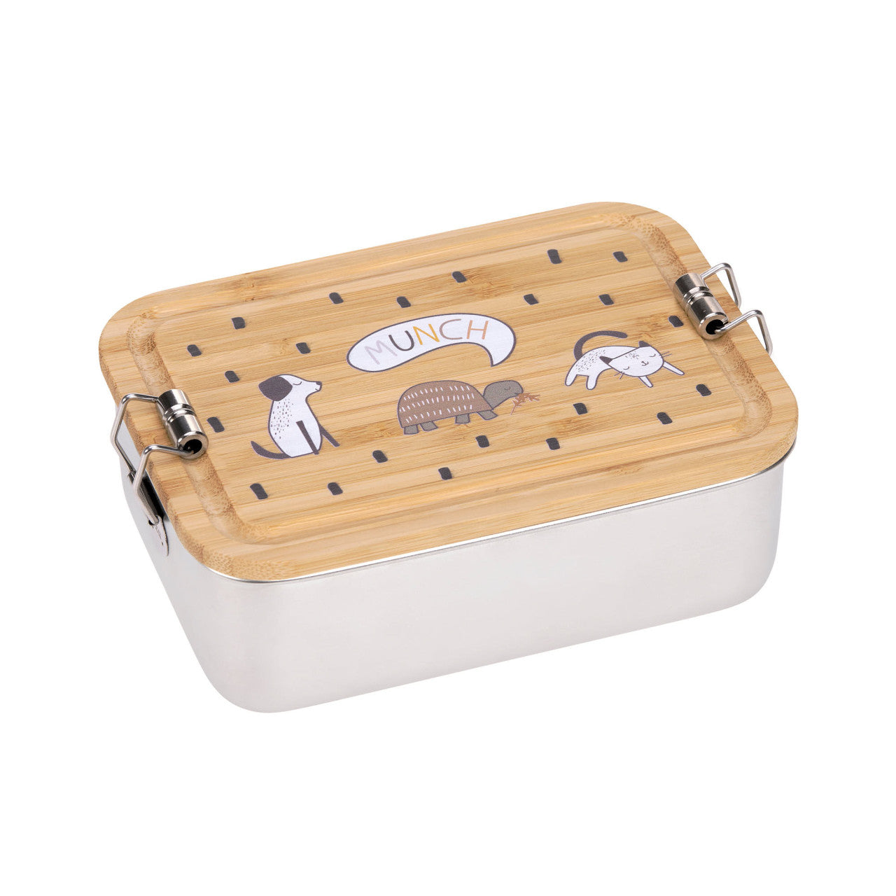 Lunchbox Edelstahl Bambus Deckel Tiere Lässig