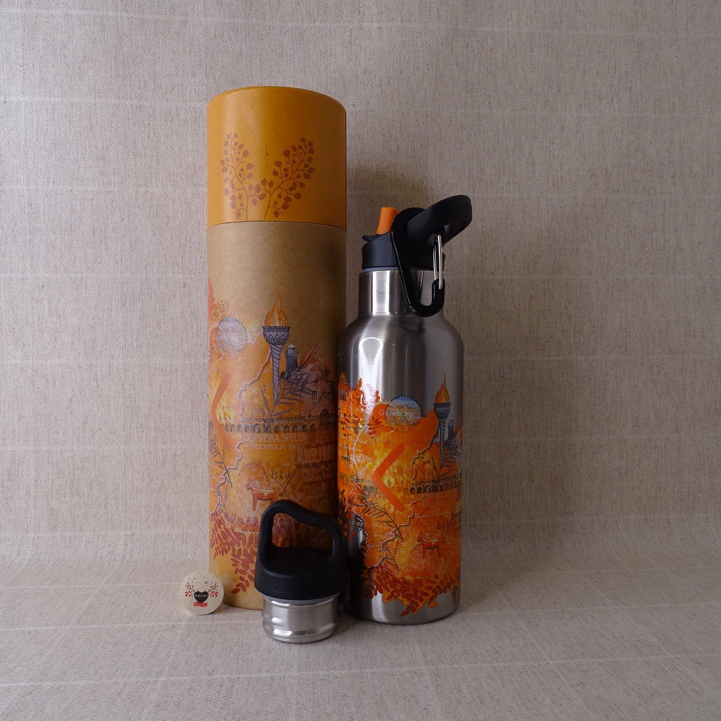 Thermoflasche mit Trinkhalm Orange 500ml