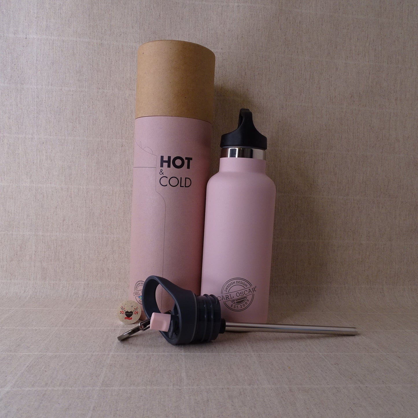 Bottiglia termica con cannuccia rosa 500ml
