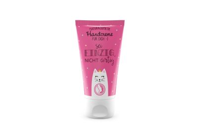 Crema per le mani con scritta "Sii unico, non va bene".