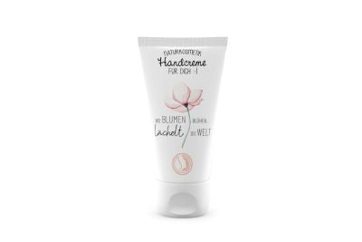 Crema per le mani con scritta - Dove sbocciano i fiori, il mondo sorride