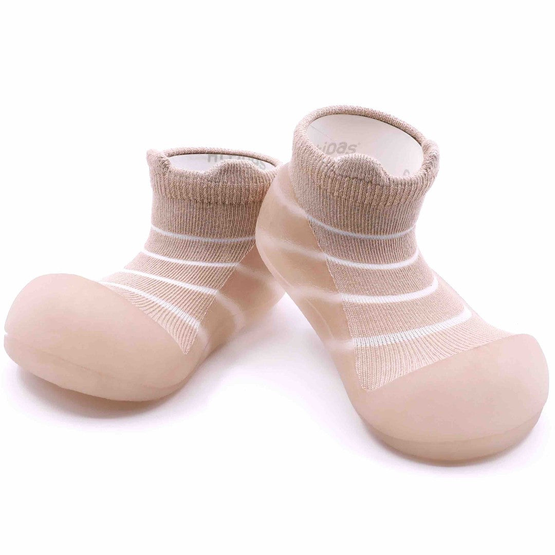 Baby Shoes Bambus Walnuss geringelt