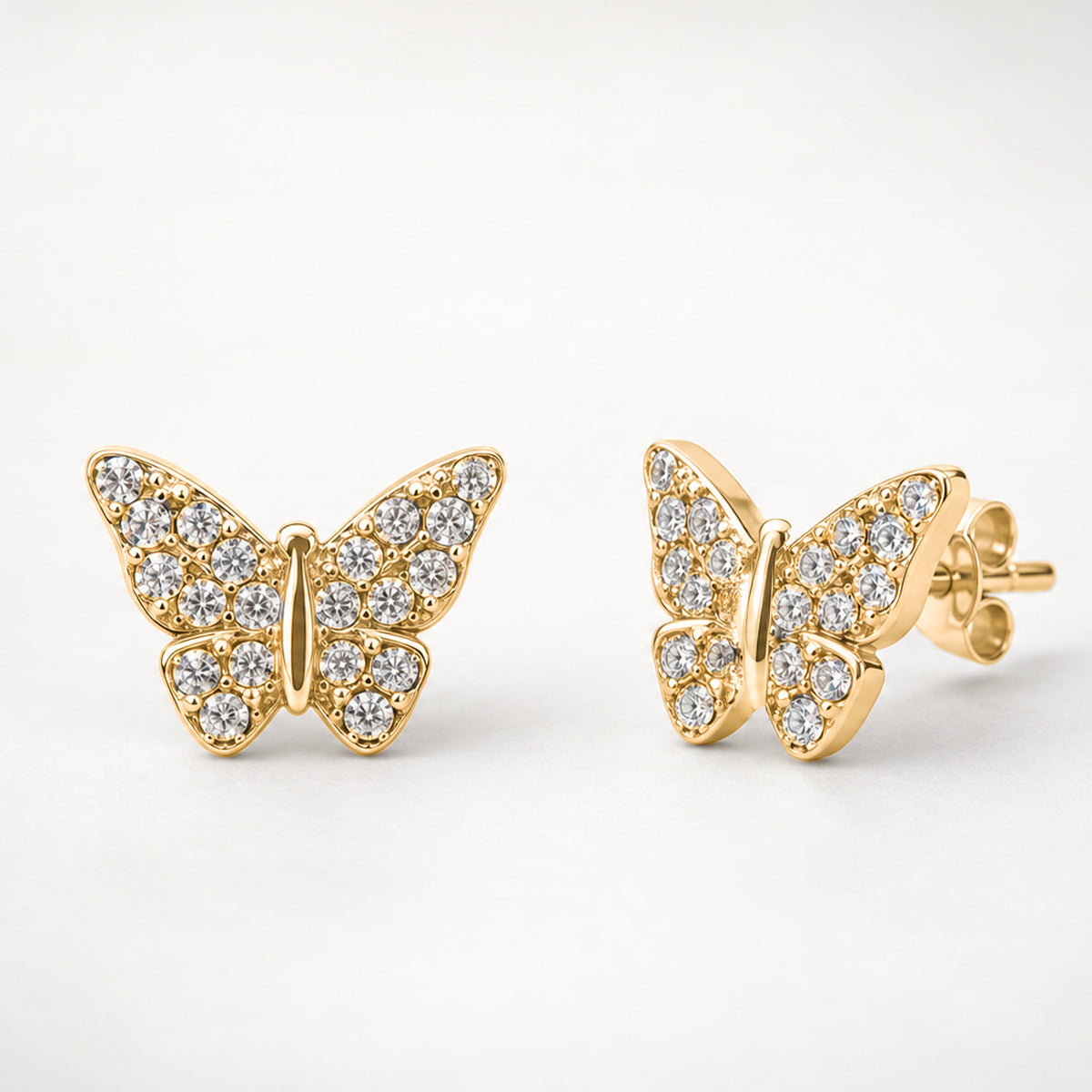 Schmetterling-Halskette und Ohrringe aus Stahl