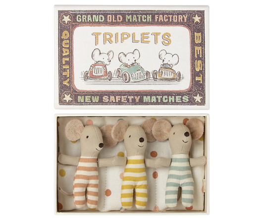 Drillinge Babymäuse in der Streichholzschachtel Maileg