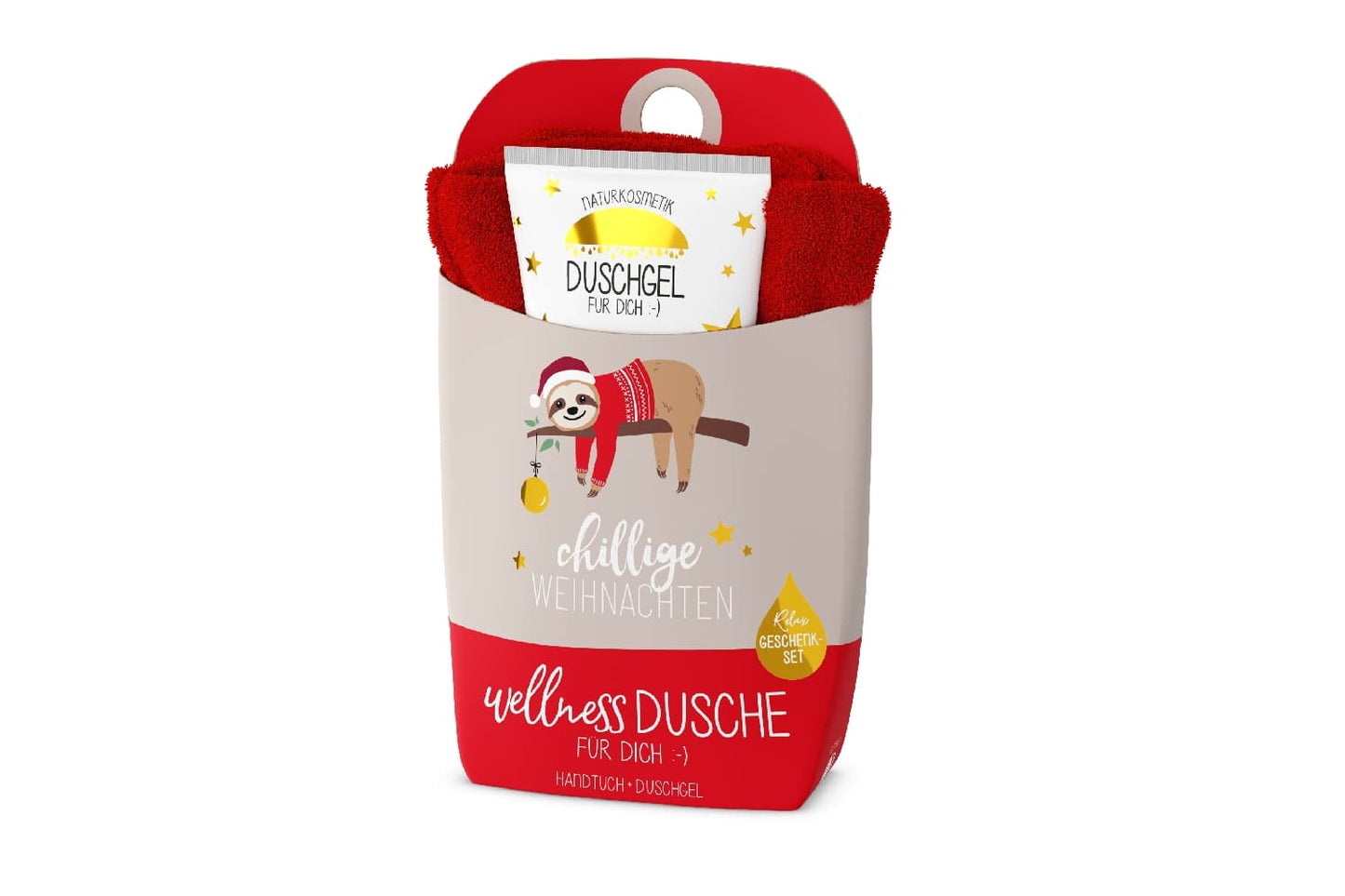 Duschgel mit Handtuch - Chillige Weihnachten