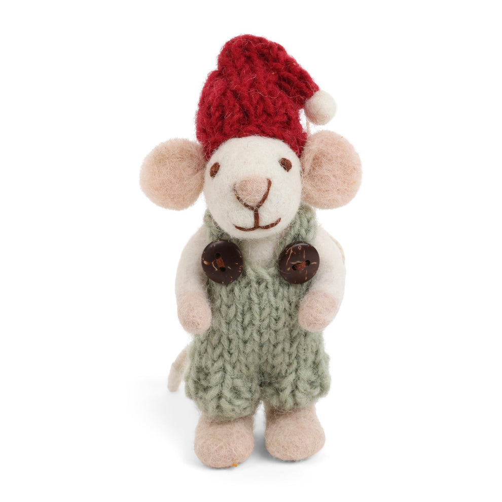 Maus mit Strickkleid aus Wolle Gry & Sif