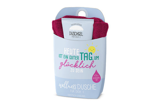 Duschgel mit Handtuch - Heute ist ein Guter Tag,um glücklich zu sein